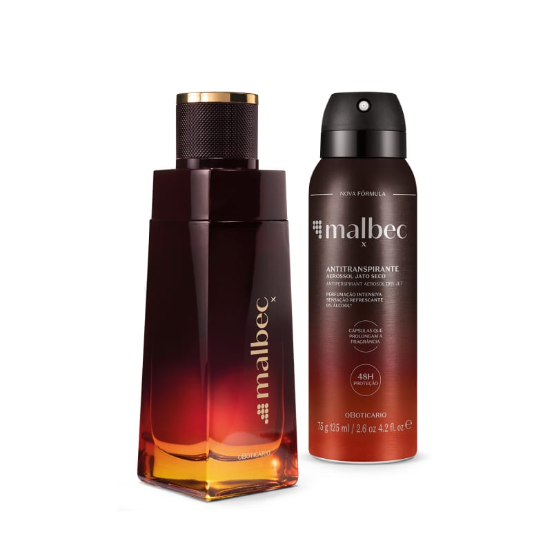 Kit Malbec X: Perfume Colônia 100ml + Desodorante Antitranspirante 125ml